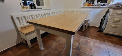 1. Jídelní sestava - rohová lavice se stolem s bukovou deskou - PražskýTruhlář.cz jídelní sestava